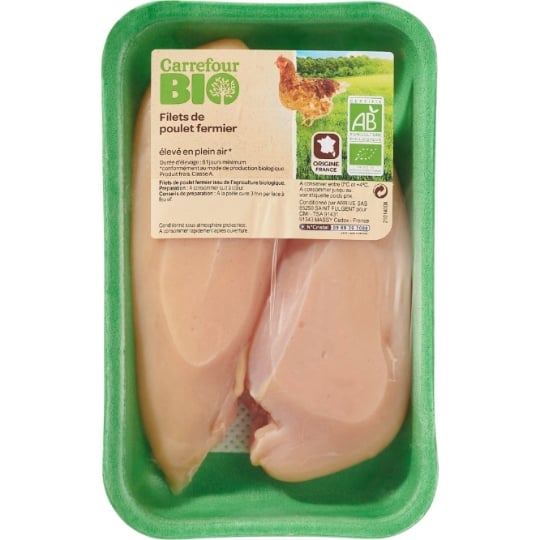 Filets de Poulet Blanc Fermier Bio CARREFOUR BIO