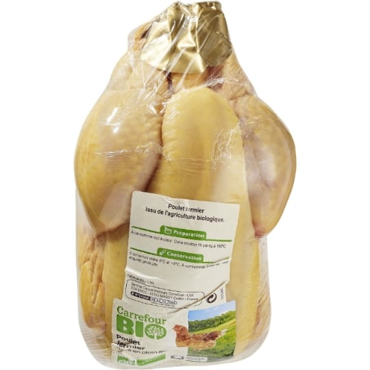 Poulet Entier Jaune Fermier Élevé en Plein Air Bio CARREFOUR BIO