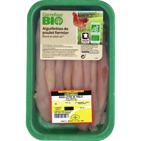 Aiguillettes de Poulet Blanc Fermier CARREFOUR BIO