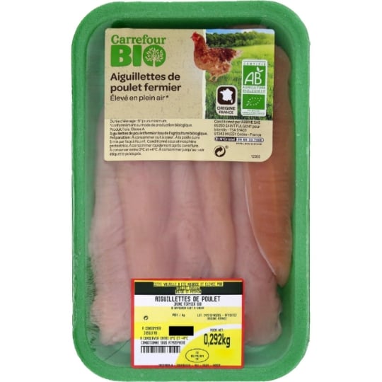 Aiguillettes de Poulet Jaune Fermier Bio CARREFOUR BIO