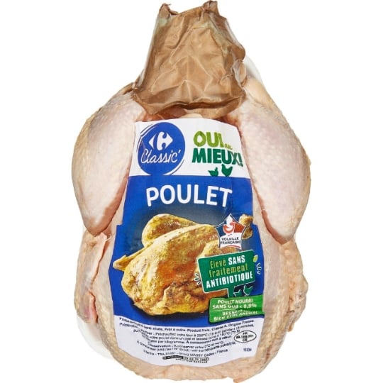 Poulet Entier Jaune Prêt à Cuire CARREFOUR CLASSIC'