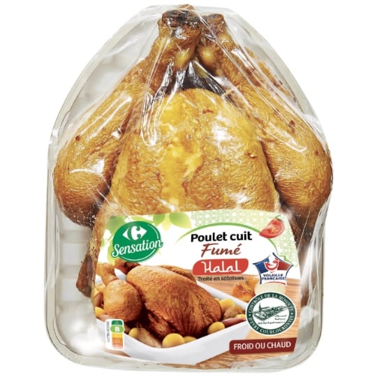 Poulet Entier Saumuré Cuit Fumé Halal CARREFOUR SENSATION