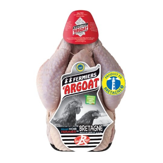 Poulet Noir Fermier Entier de Bretagne Élevé en Plein Air Label Rouge FERMIERS D'ARGOAT