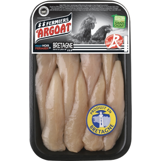 Aiguillettes de Poulet Noir Fermier de Bretagne label Rouge Élevé en Plein Air FERMIERS D'ARGOAT