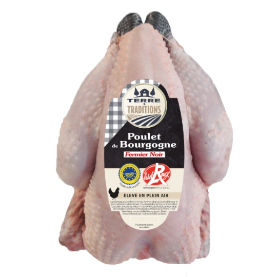 Poulet Fermier Noir de Bourgogne Label Rouge Elevé en Plein Air TERRE & TRADITIONS