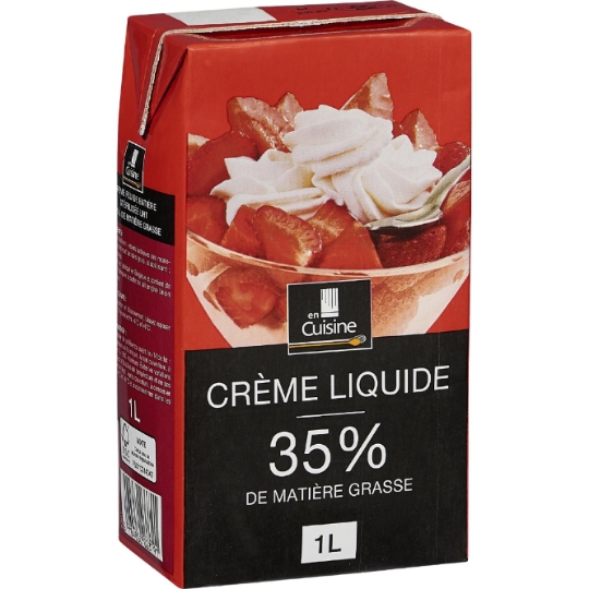 Crème fluide entière, stérilisée UHT et 35% de matière grasse CARREFOUR