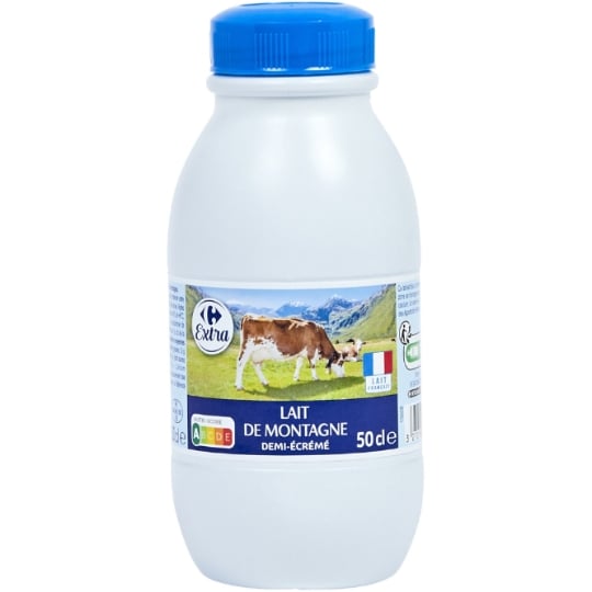 Lait Demi-Ecrémé Stérilisé UHT Montagne CARREFOUR