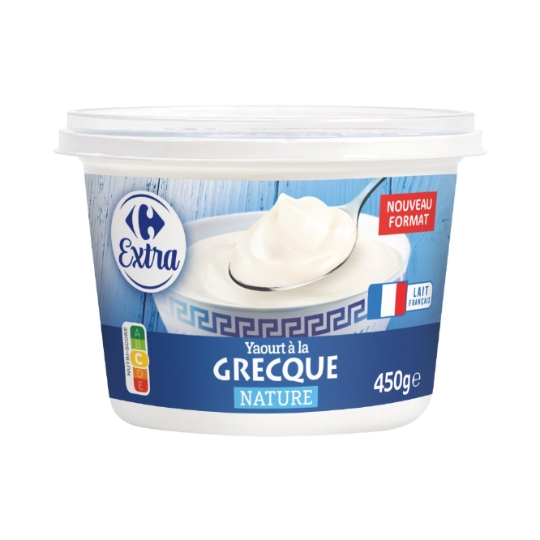 Yaourt brassé nature, lait français et à la grecque CARREFOUR