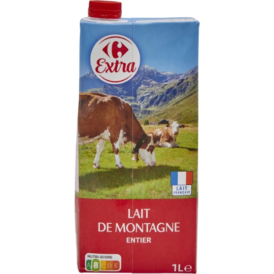 Lait entier, de montagne et français CARREFOUR EXTRA