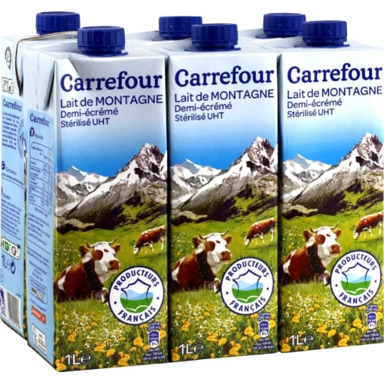 Lait Demi-Ecrémé UHT de Montagne CARREFOUR EXTRA