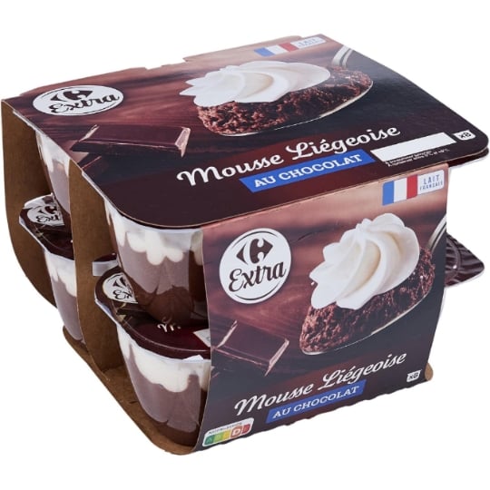 Desserts mousse liégeoise chocolat CARREFOUR EXTRA