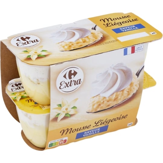 Desserts mousse liégeoise vanille CARREFOUR EXTRA