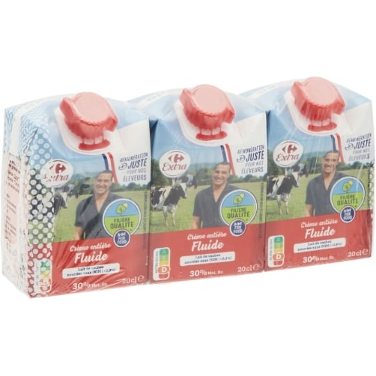 Crème entière fluide 30% MG CARREFOUR EXTRA