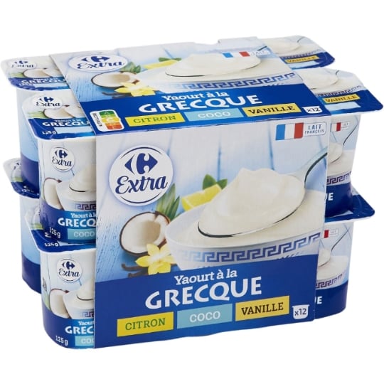 Yaourts à la Grecque Citron Coco Vanille CARREFOUR EXTRA