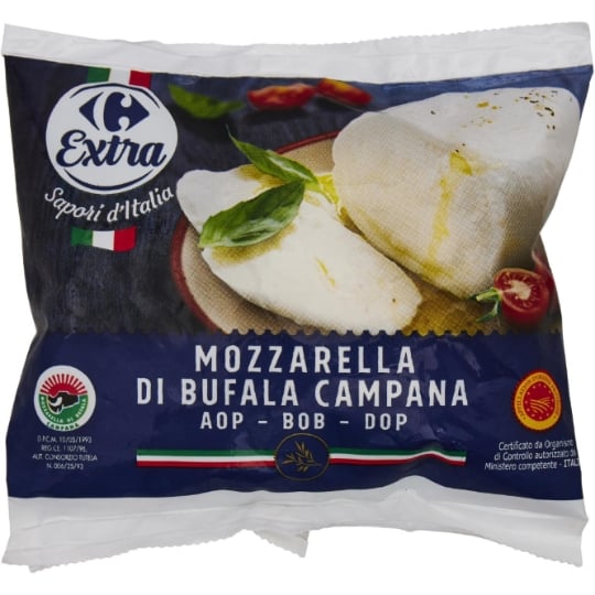 Mozzarella di Bufala Campana AOP au lait pasteurisé de bufflonne en saumure CARREFOUR EXTRA