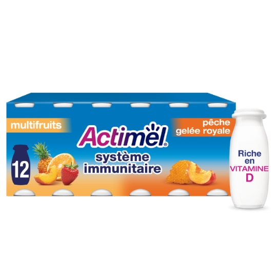 Yaourt à boire multi-fruits et pêche gelée royale ACTIMEL