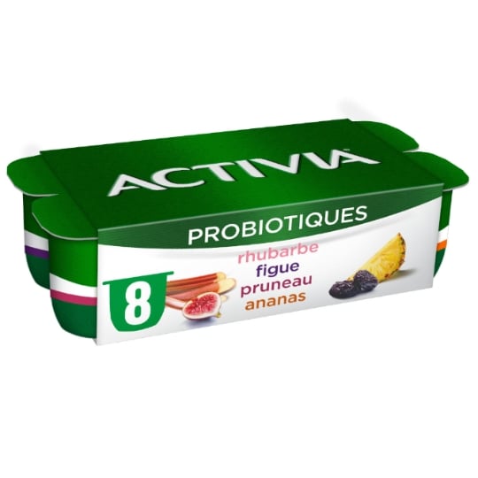 Yaourts aux fruits bifidus rhubarbe figue pruneau ananas ACTIVIA
