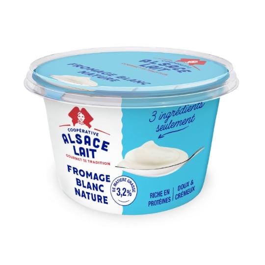 Fromage Blanc Nature 3,2% MG Riche en Protéines ALSACE LAIT