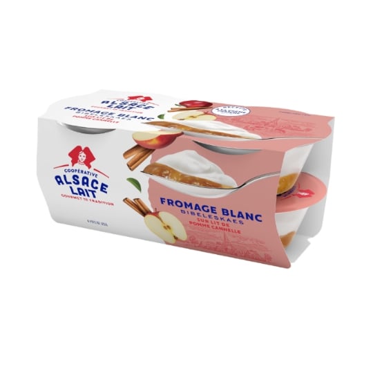 Dessert Fromage Blanc sur lit de Pommes Cannelle ALSACE LAIT