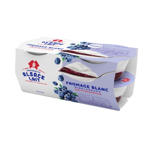 Dessert Fromage Blanc sur lit de Myrtilles ALSACE LAIT