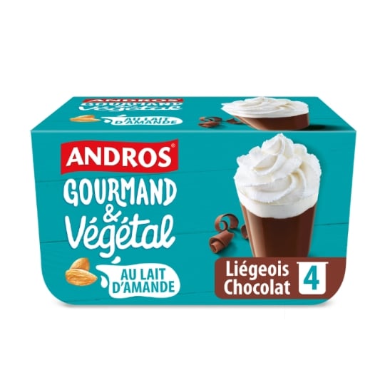 Dessert végétal liégeois au chocolat au lait d'amande ANDROS