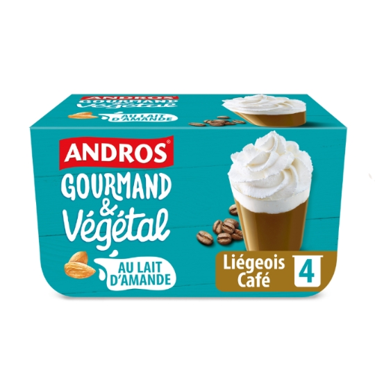 Dessert végétal liégeois café au lait d'amande ANDROS