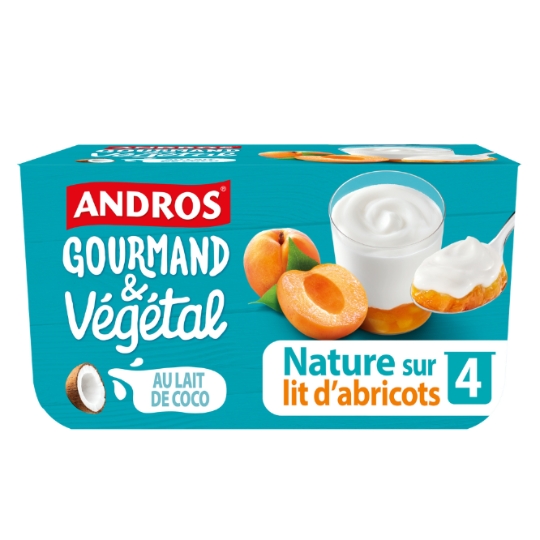 Dessert végétal brassé au lait de coco nature à l'abricot ANDROS