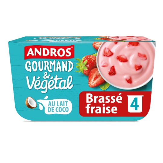 Dessert végétal brassé au lait de coco fraise ANDROS