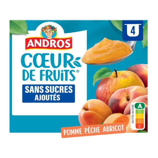 Compote Pomme Pêche Abricot ANDROS COEUR DE FRUITS