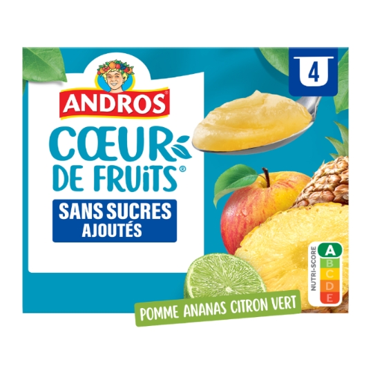 Compote Pomme Ananas Citron Vert ANDROS COEUR DE FRUITS