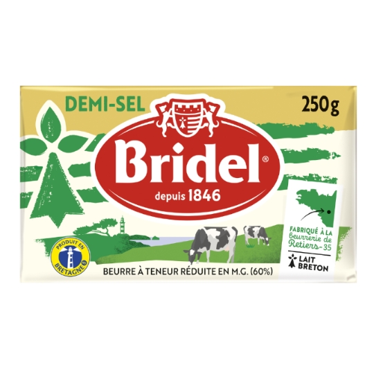 Beurre demi-sel à teneur réduite en MG 60% MG BRIDEL