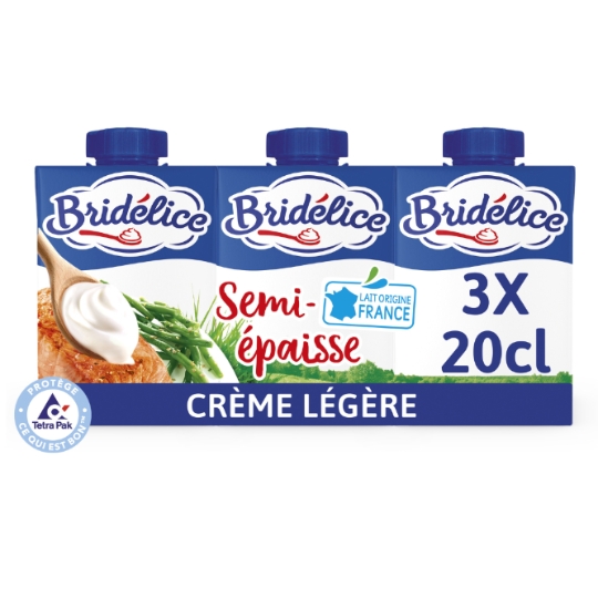 Crème UHT Semi-Epaisse Légère 18% MG BRIDELICE