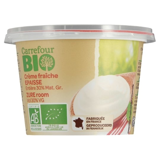 Crème Fraîche Entière  Epaisse 30% Mat.Gr. Bio CARREFOUR BIO