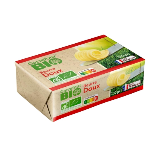 Beurre bio, doux et lait français CARREFOUR BIO