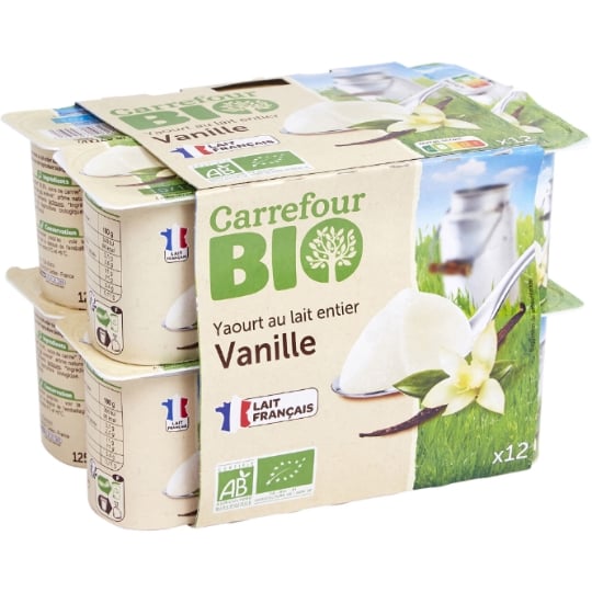 Yaourt lait entier vanille  Bio CARREFOUR BIO