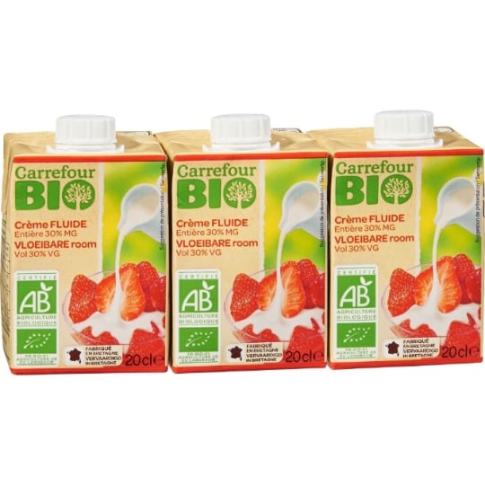 Crème Fluide Entière 30% Mg CARREFOUR BIO