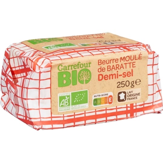 Beurre Demi-sel  Moulé de Baratte Bio CARREFOUR BIO