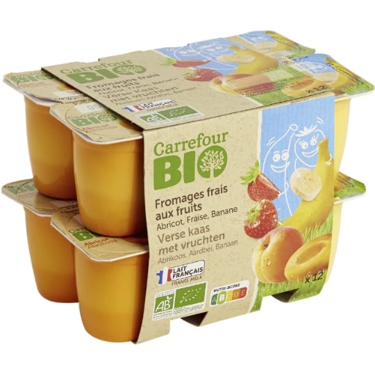 Fromage frais abricot fraise banane  Bio CARREFOUR BIO