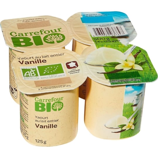 Yaourt lait entier vanille CARREFOUR BIO