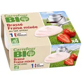Yaourt  lait entier fraise mixées  Bio CARREFOUR BIO