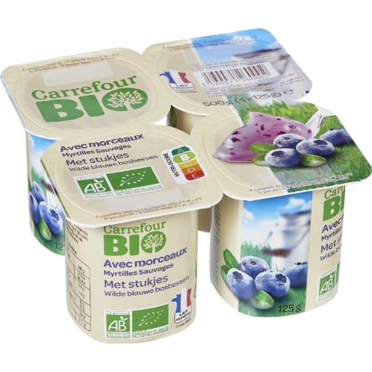 Yaourts à la myrtille   Bio CARREFOUR BIO