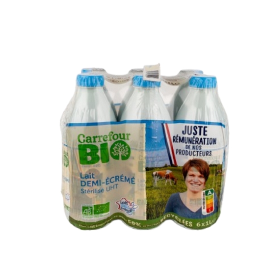 Lait  Demi-écrémé stérilisé UHT BIO CARREFOUR BIO