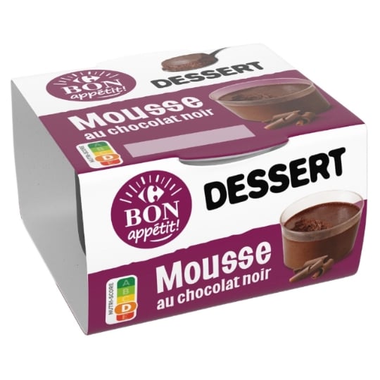 Dessert mousse au chocolat noir CARREFOUR BON APPETIT !
