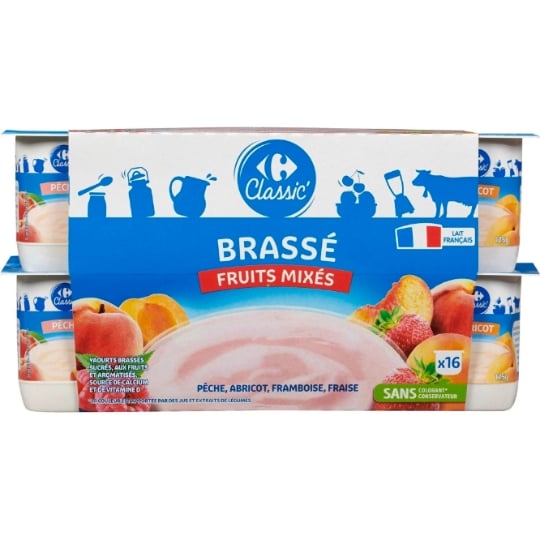 Yaourts fruits mixés brassé CARREFOUR CLASSIC'