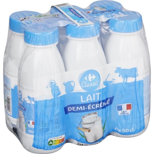 Lait Demi-Ecrémé demi-écrémé CARREFOUR CLASSIC'