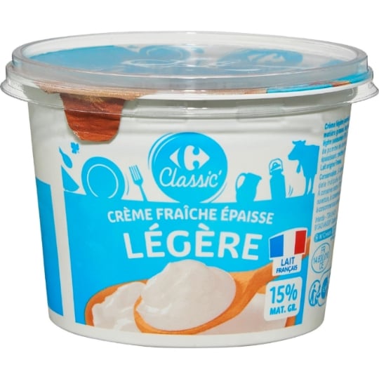 Crème Fraîche Épaisse Légère 15% Mg CARREFOUR CLASSIC'