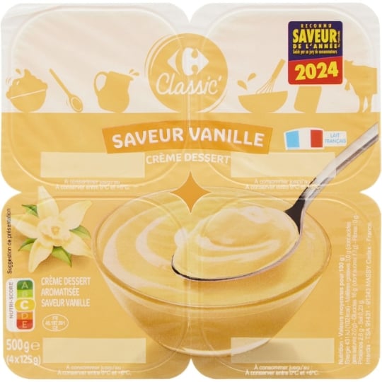 Crèmes dessert saveur vanille CARREFOUR CLASSIC'