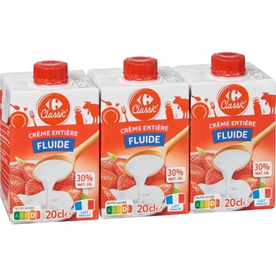 Crème Entière Fluide 30% Mg CARREFOUR CLASSIC'