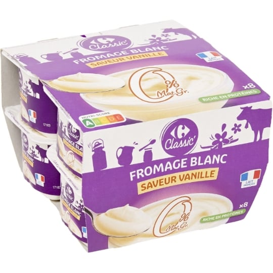 Fromage blanc saveur vanille 0% mg CARREFOUR CLASSIC'