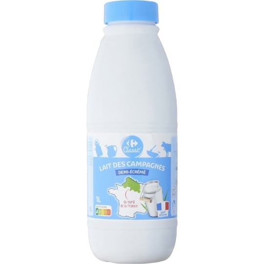 Lait Demi-Ecrémé demi-écrémé CARREFOUR CLASSIC'